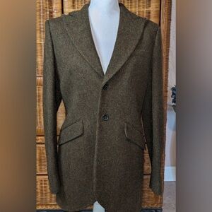 Ralph Lauren Polo Lambswool and Alpaca Olive Tweed Eques Jacket